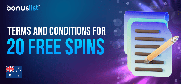 A notepad with a pen for different terms and conditions for 20 free spins