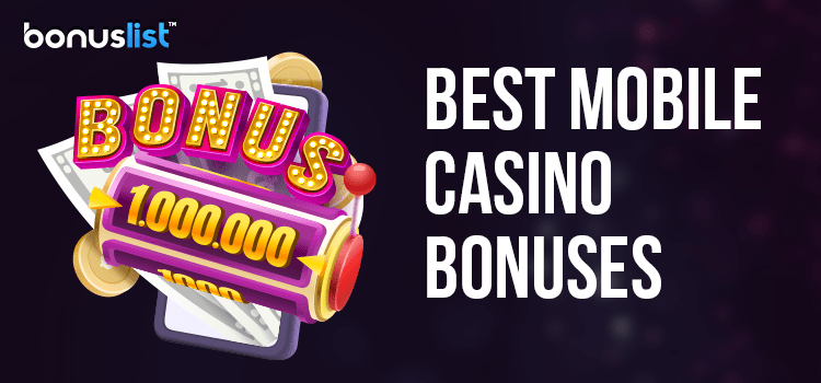 A bonus slot reel with cash on a mobile phone for the best mobile casino bonuses in Australia