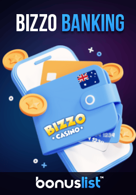 Banking cards and cons in a wallet on top of a mobile phone for banking options in Bizzo Casino