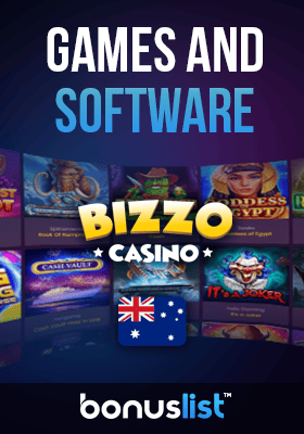 Available games and software in Bizzo Casino are displayed