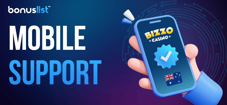 A person is holding a mobile phone with the Bizzo Casino mobile app