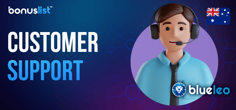 A Blue Leo Casino customer support representative provides support