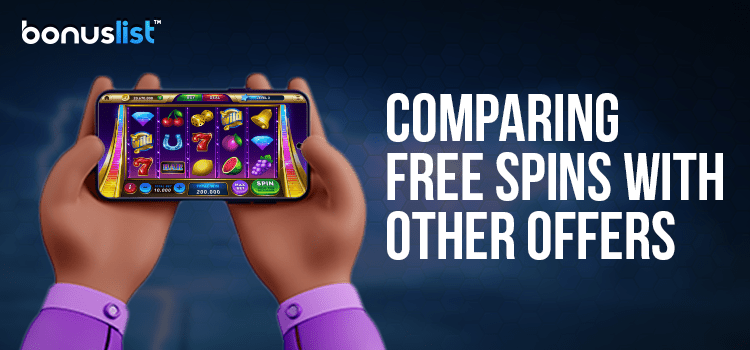 A person is playing a casino game on a mobile phone to compare free Spins with other bonuses