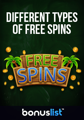 A big logo of FREE SPINS for different types of free spins bonuses