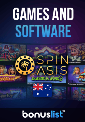 Available games and software in Spin Oasis Casino are displayed