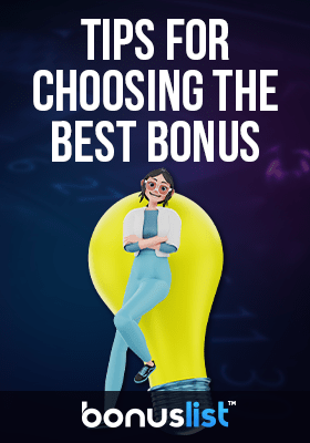 A girl with an idea bulb for different tips for choosing online casino bonuses