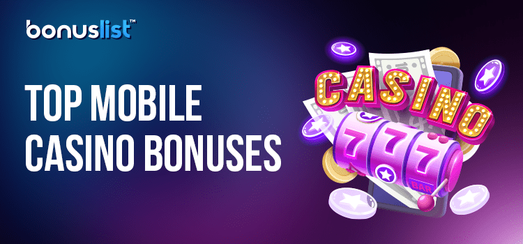 A pink slot reel with cash and coins on a mobile phone for the Australian online casinos with the best mobile bonuses